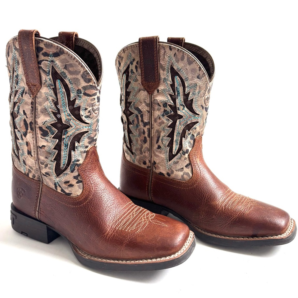 Ariat Koel VentTEK Western Brown Leather Cowboy Boots Youth Size 1